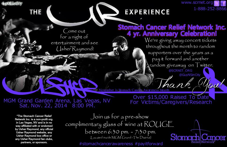 SCRNET_ORG's tweet image. As we celebrate 4yrs, we say thanx 4 the support. #payitforward Enjoy! #Usher Concert Tickets #StomachCancerAwareness