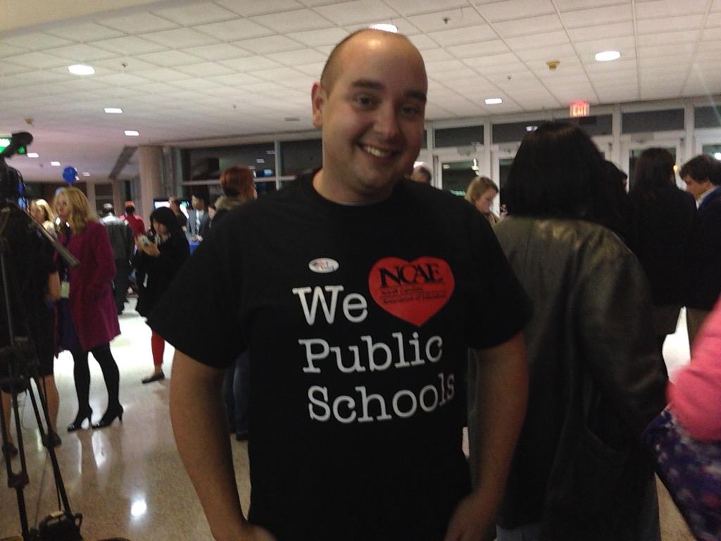 jaclynshambaugh's tweet photo. Plenty of teachers wearing their @ncae T-shirts at @kayhagan's event in Greensboro #FOvotes http://t.co/6JHM2bImxs