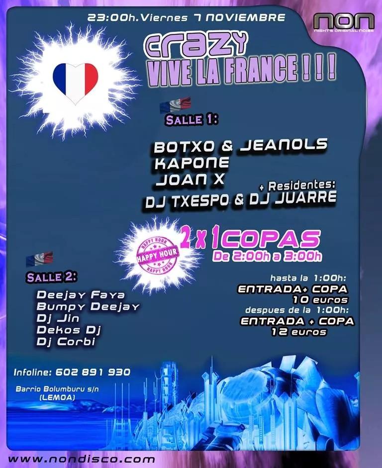 MarkelBumping's tweet photo. CRAZY VIVE LA FRANCE!!! VIVELA TU TAMBIEN ESTE VIERNES POR 10€ LA ANTICIPADA MAS COPA EN TAQUILLA ANTES DE LA 1 http://t.co/hrvHY6IZtl