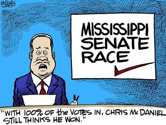 MarshallRamsey's tweet photo. With 100% of the #mssen votes counted. @HowardBallou @clarionledger http://t.co/870jezhZwI
