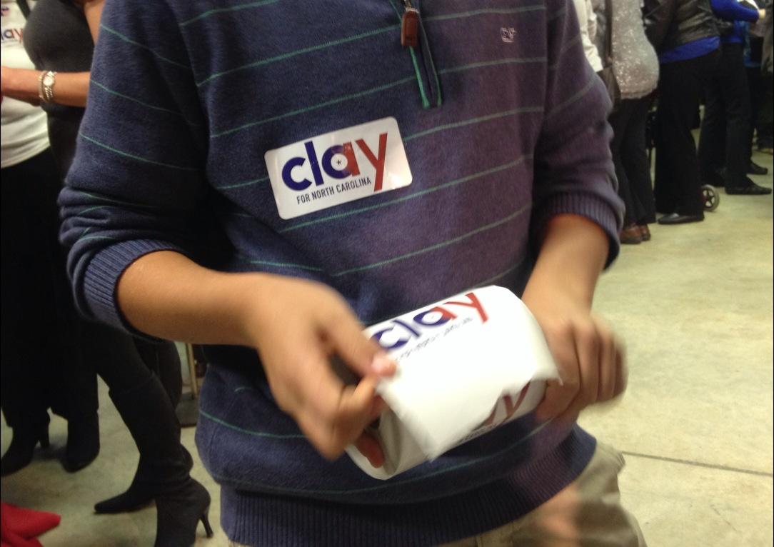 paigerentz's tweet photo. Passing out stickers to show support for @clayaiken at results party. (photo: Abbi O'Leary) #FOvotes #NC02 http://t.co/fc7jOFIG1B