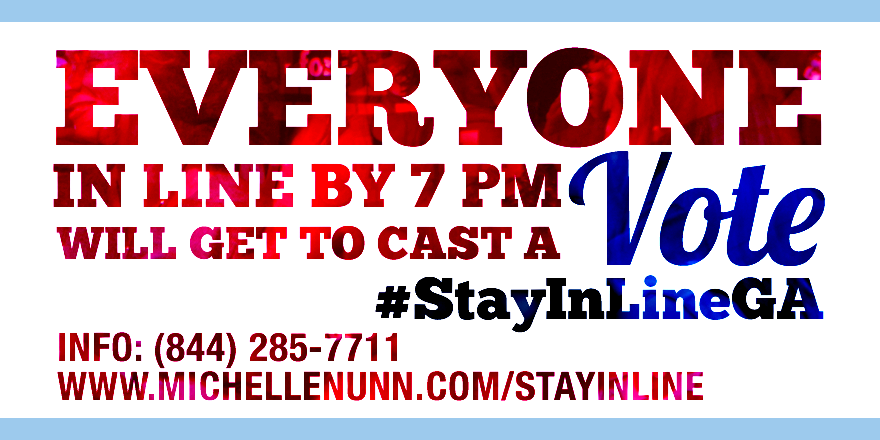giuliag's tweet photo. MT @MichelleNunnGA: If you're waiting to vote, #StayInLineGA! Every vote makes a difference this election. #GApol http://t.co/WWasJ2rs2i