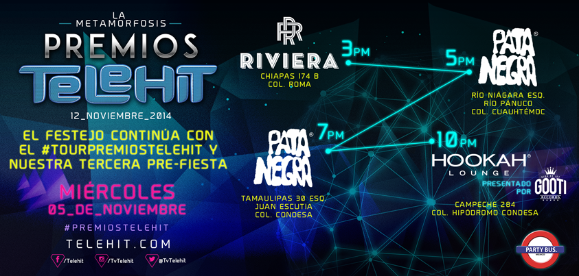 telehit_musica's tweet image. Le dejamos la ruta del #TourPremiosTelehit de mañana RT si vas a ir por tus boletos!