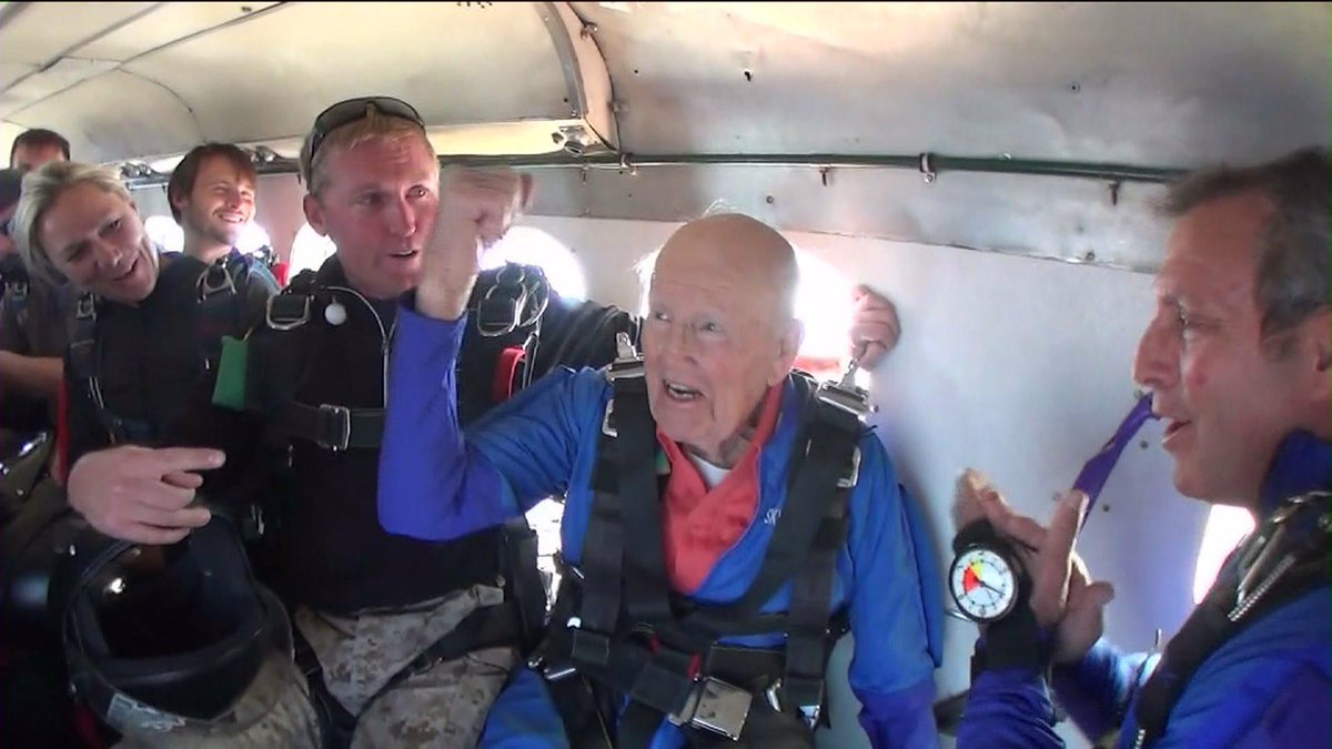 KTLA's tweet photo. Video: Palm Desert man celebrates 101st birthday by skydiving @DaveMechamTime reports http://t.co/Qntvl67DmG http://t.co/i6P7Xo0nKI
