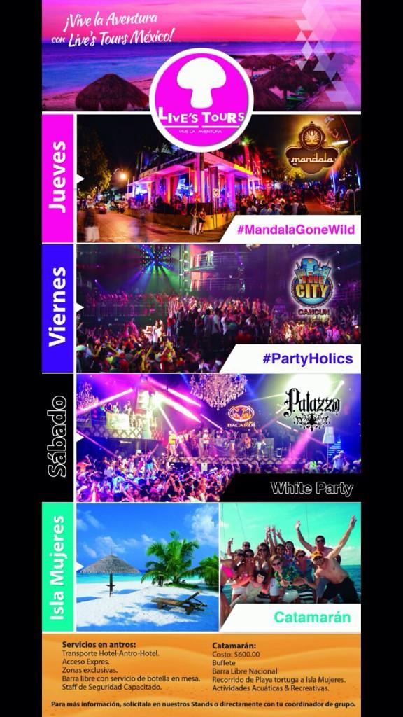 LivesToursMex's tweet photo. Ya les tenemos las fiestas preparadas para este fin de semana en Cancún !! PREPÁRENSE! http://t.co/TTUeXSPude
