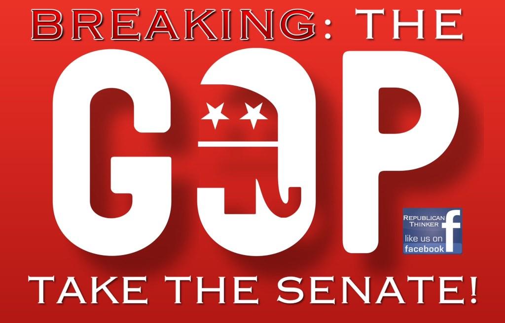 GOP_Thinker's tweet photo. BREAKING! Republicans JUST took the Senate! #Election2014 #GOP #GOP2014 http://t.co/XiJLqURteo