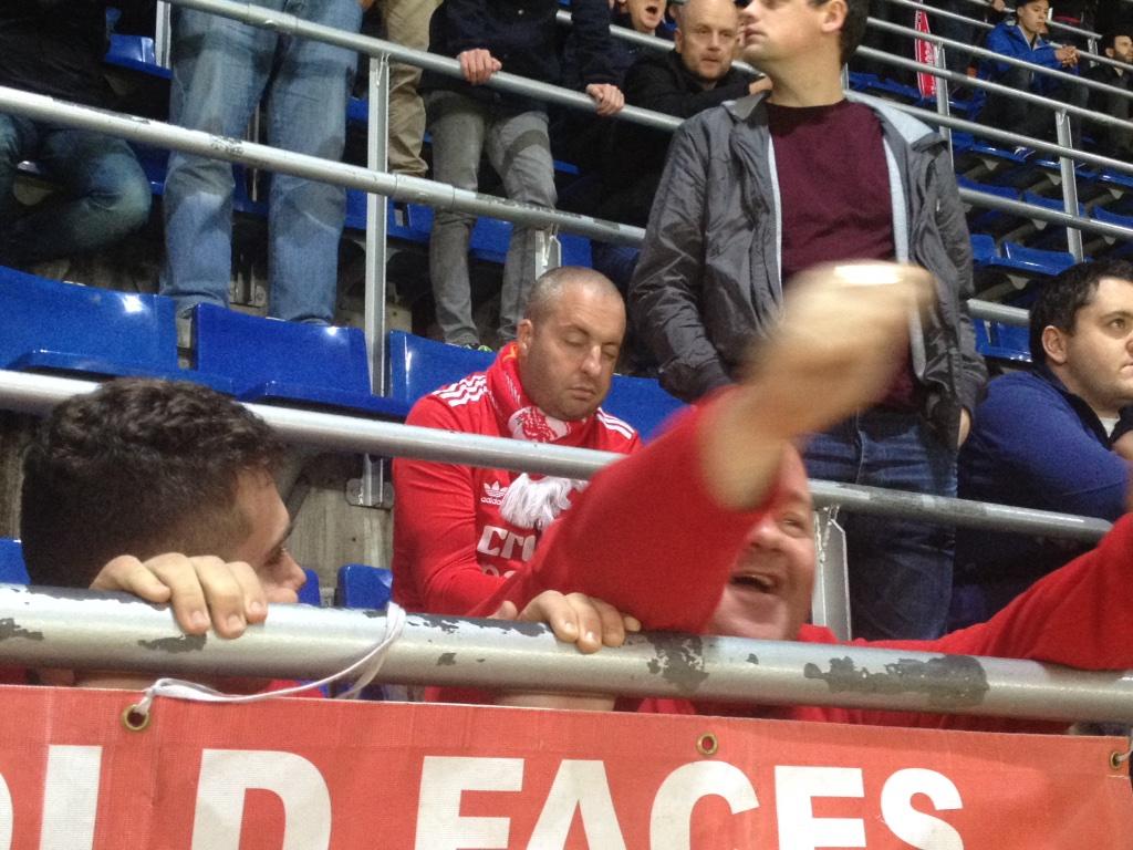brainylfc's tweet photo. @AwayDaySleepers @JustinGreendog , sleeping in the bernabau away with the reds last night #LFCvsRM http://t.co/7etHZDYXFJ