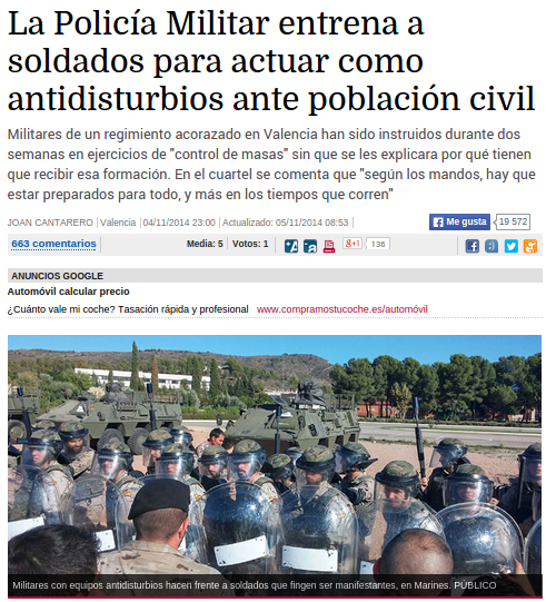 dryct40's tweet photo. Soldados entrenando para actuar como antidisturbios ante civiles "ante los tiempos que corren" http://t.co/h5Zs0Vsyf2 http://t.co/0wj8Bd1Krg