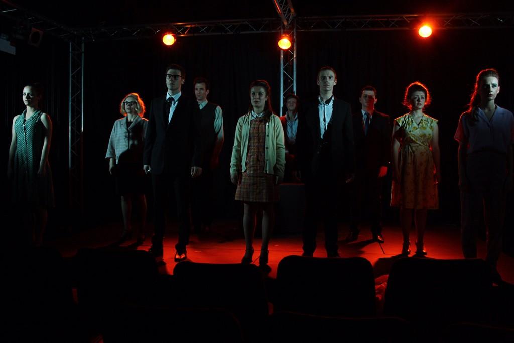 Brilliant cast photo during the epilogue. Thank you @thedancummins93 Opens TONIGHT!! tinyurl.com/pefwtfo