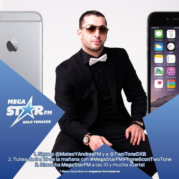 Gana hoy un #iPhone6 con <a href="/TwoToneDXB/">Two Tone</a> en @MateoYAndreaFM de @MegaStarSpain #MegaStarFMIPhone6ConTwoTone