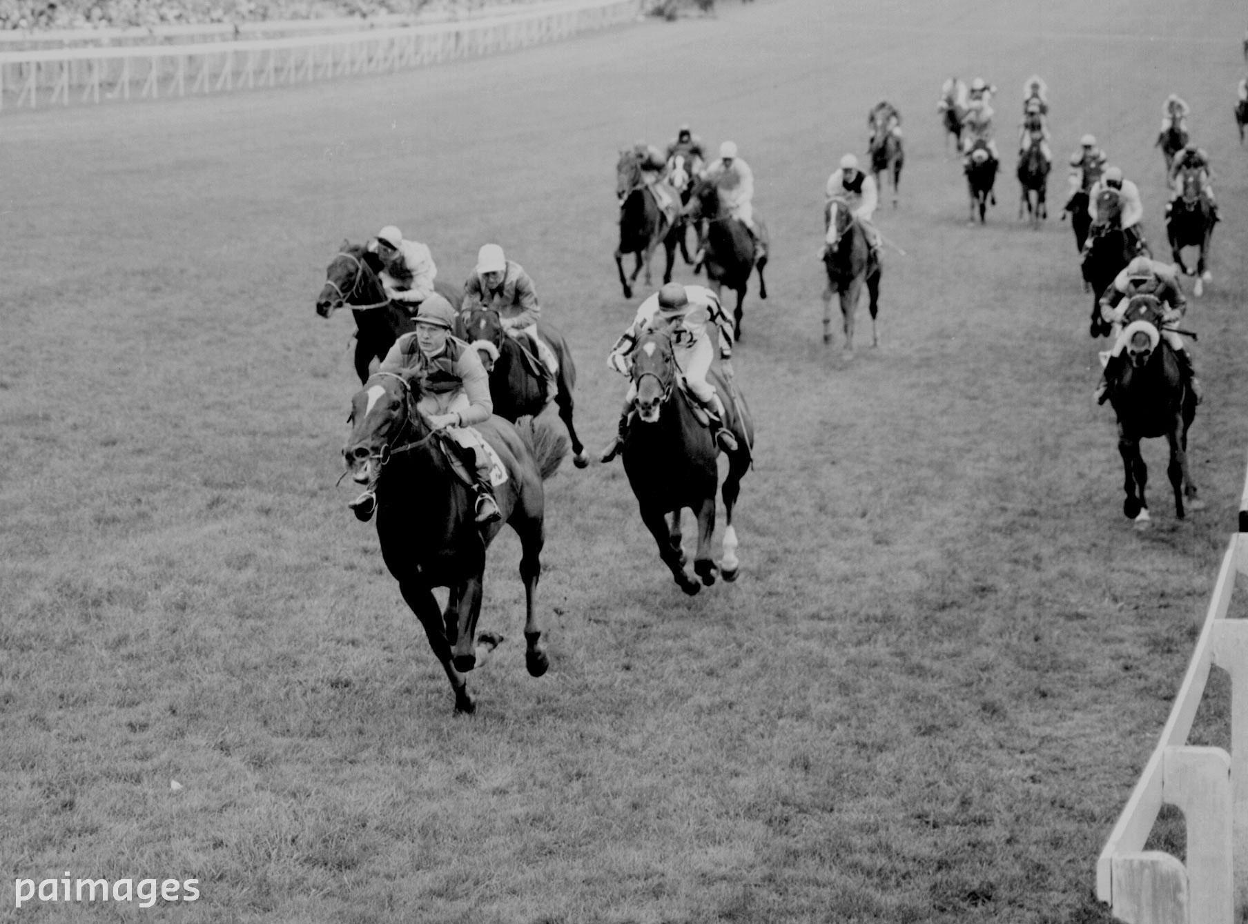 A very happy birthday to Lester Piggott! Here he is, winning the Derby at Epsom in 1957 on Crepello. 