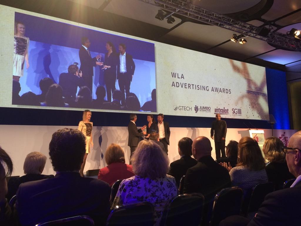 Carro's tweet photo. WLA Advertising Award best new product TV/Cinema Award won by #svenskaspel #WLA2014 http://t.co/dnF2JGsH6u