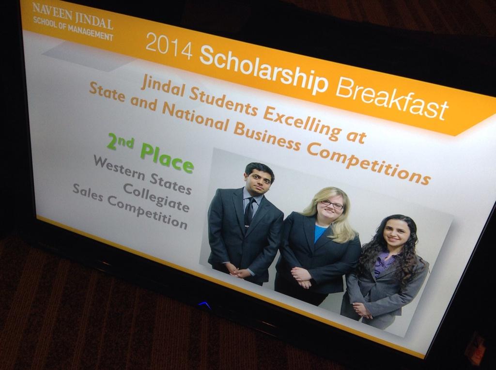 jindal_utdallas's tweet photo. Just a few cameos from our #JSOM student winners during the Scholarship Breakfast #JSOMfast @UtdSales #UTDallas http://t.co/kcGWMGiQ0M