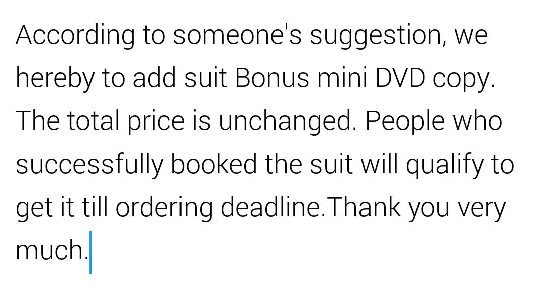 atropine1007's tweet photo. According to someone's suggestion, we hereby to add suit Bonus mini DVD copy. The total price is unchanged. http://t.co/gCUOs13HGQ