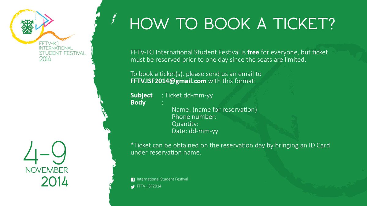 Hi <a href="/AhmadAliHamdan/">Ahmad Ali Hamdan</a> tickets are still available for 6-9 November :) Just register your name to our email!
