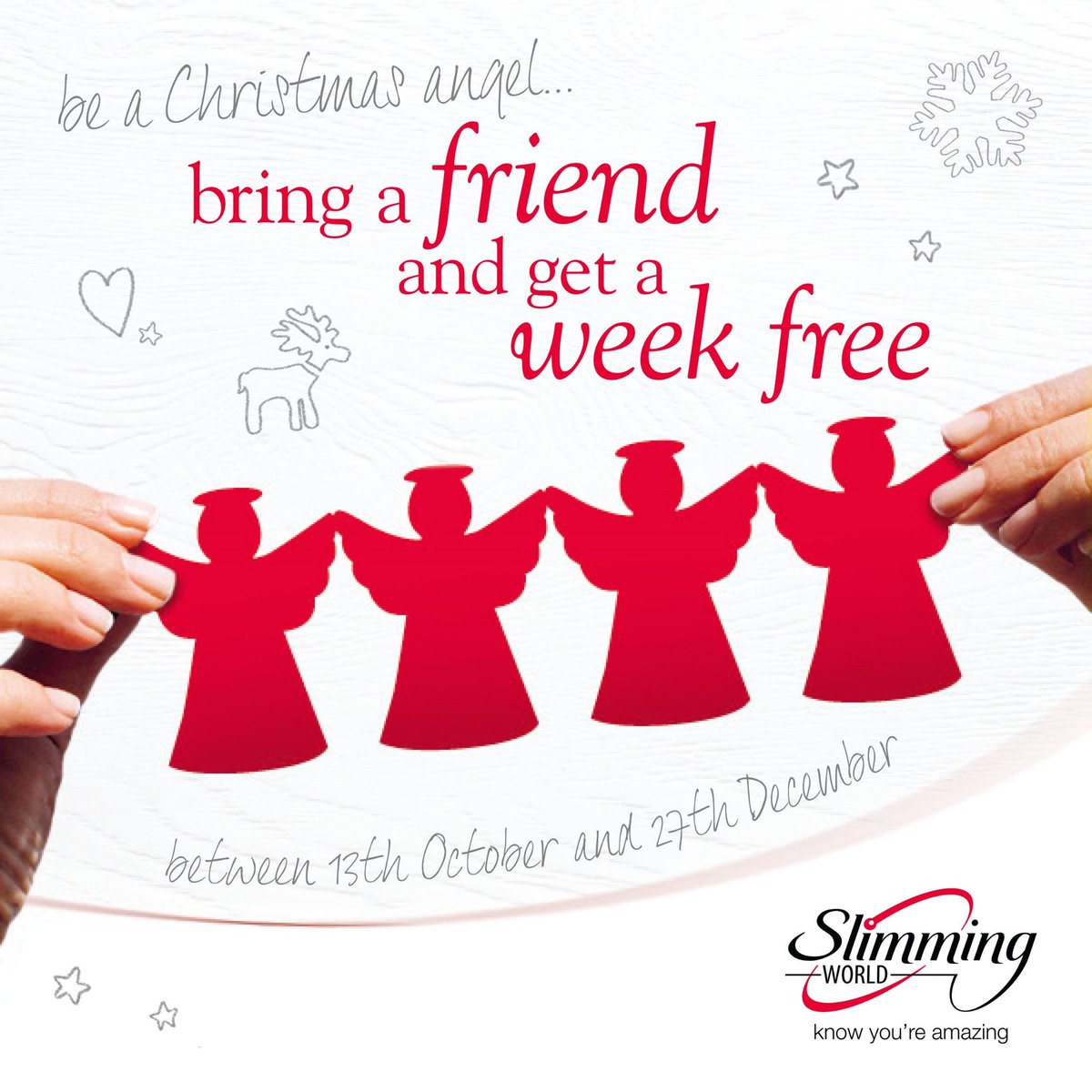 SlimmingWorld's tweet image. Bring a new member to your #SlimmingWorld group before 27th December &amp;amp; you'll get a week's free membership #slim4xmas