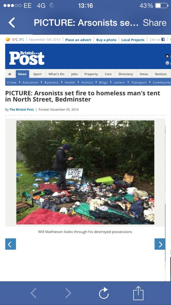 HannahVCole's tweet photo. Please set up a donation page for this poor guy 😭 @BristolPost http://t.co/fE0lifO6AV