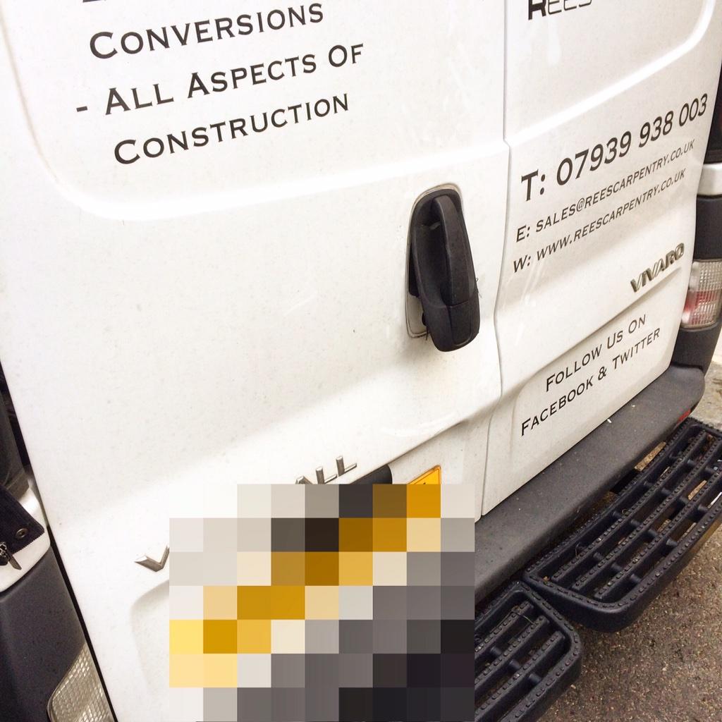 ReesCarpentry's tweet image. So had my van broken into today... New #griffinslamplates fitted now to stop this happening again #scum #thievingshit