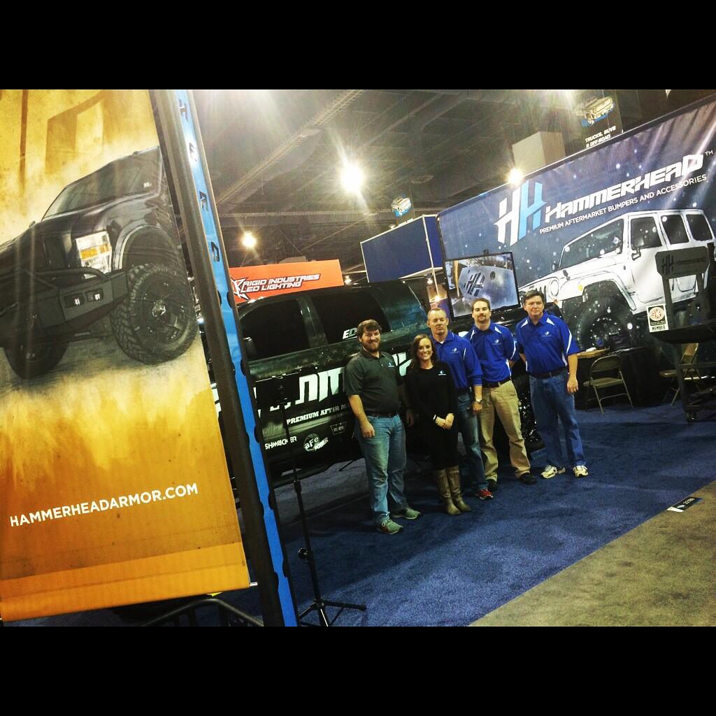 The @Hammerheadarmor crew @ booth #32199 of #SEMA2014 @SEMASHOW: A New Age for Standards of Style & Strength #HHSEMA