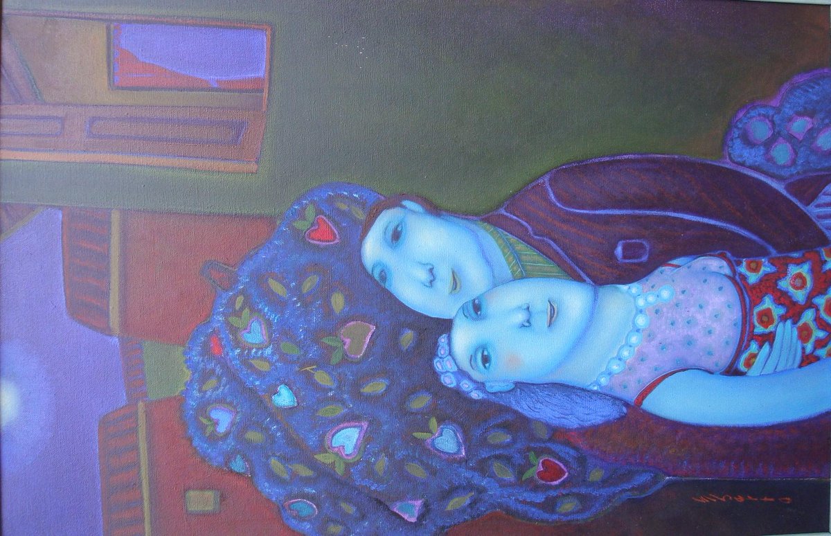 ArteAutopista's tweet image. Esta escena nocturna de #ElbertoPinto está llena de #romance #noche #corazon #luna #amor #Colombia #arte #artista