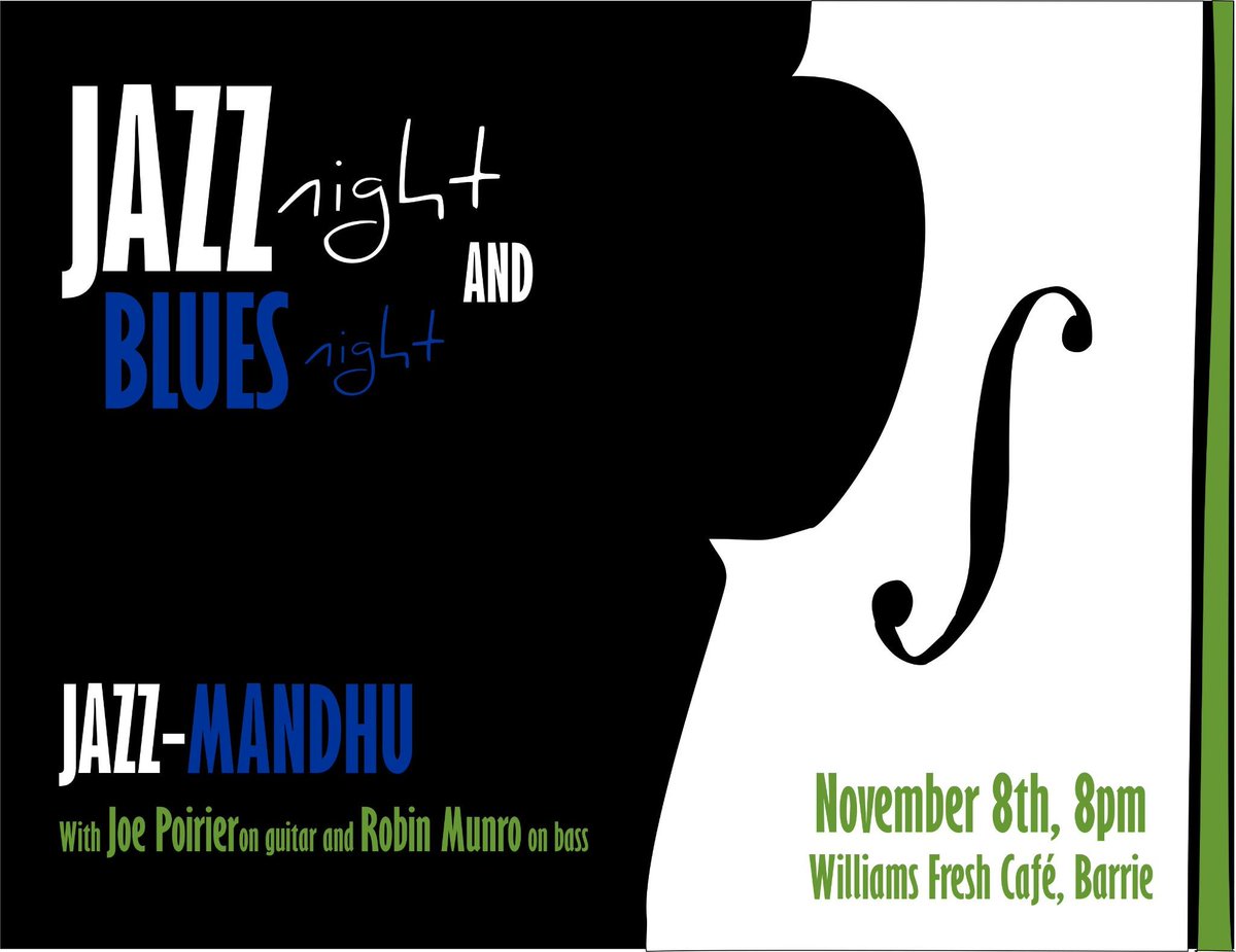 Some Jazz and Blues mix this Saturday at the cafe--Jazz-Mandhu is in the Cafe!  Come and have a cool listen with us!