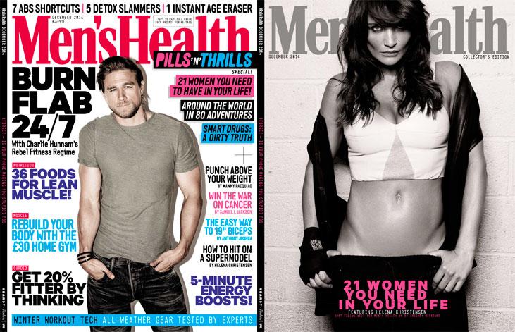 MensHealthUK's tweet photo. Our new December issue is out now. Which cover looks best? RT for Helena Christensen or favourite for Charlie Hunnam http://t.co/SUehS0Nhb7