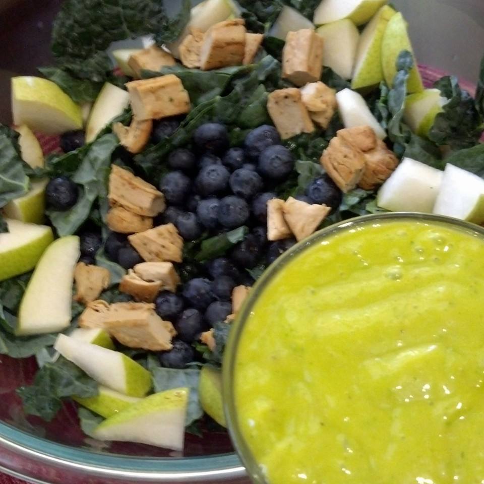 BeyondMeat's tweet photo. Our first winner is @AlysonMontez from Facebook &amp; her #BeyondChicken Salad and Mango dressing. #GolfClap #CLUCKtober http://t.co/bybmC70rVn