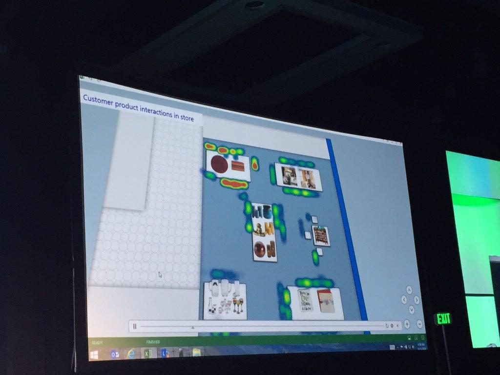 tradney's tweet image. Badass, heat maps using Kinect to track shoppers. #summit14 lets do this.