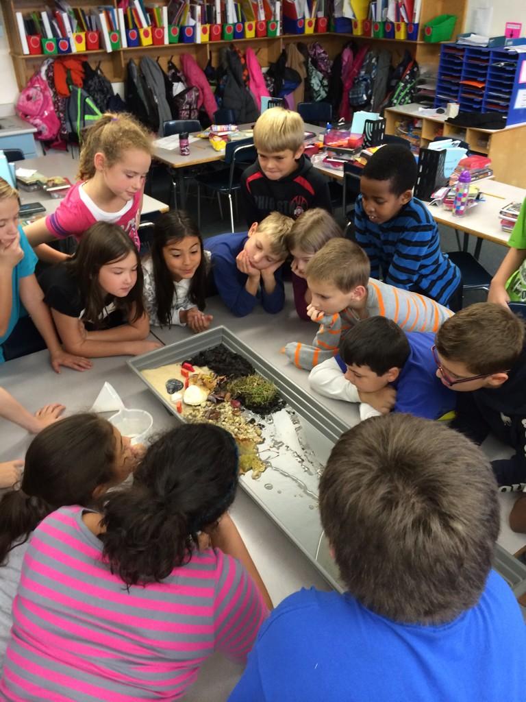 Today we explored the process of weathering, erosion and deposition right in our classroom!