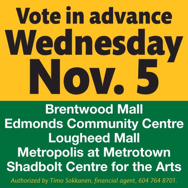 Pandher4Burnaby's tweet photo. #Burnaby can vote today till 8pm @ Metrotown, Brentwood, Lougheed Mall, Shadbolt &amp; Edmonds Community Centre. #bbyelxn http://t.co/1KD256jHbR