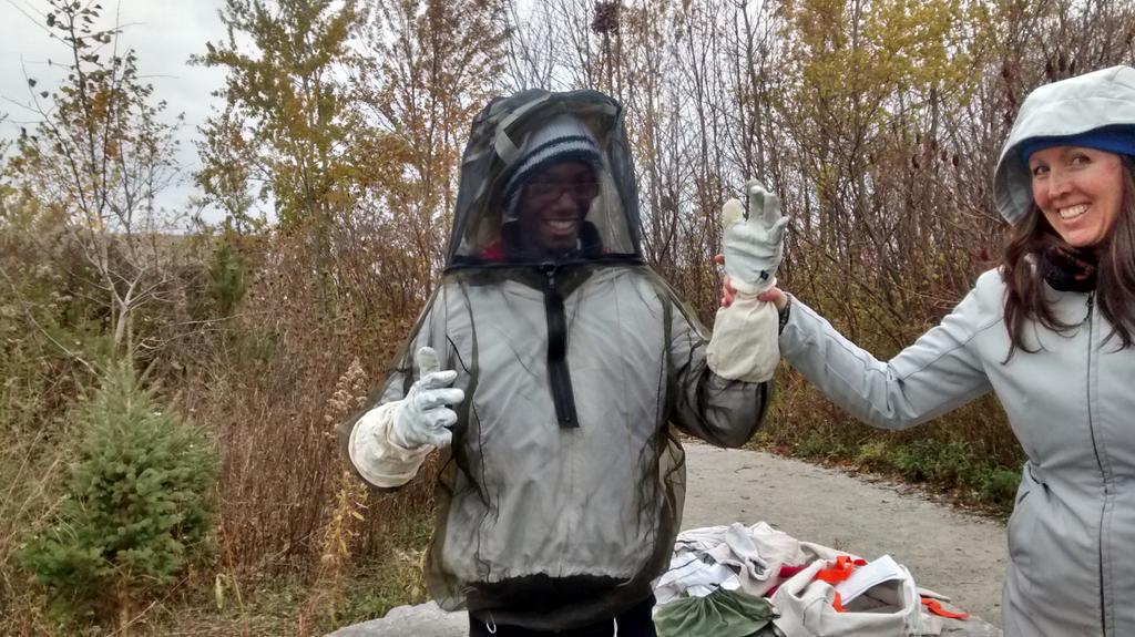 Aldred1599's tweet photo. Sir Robert L. Bordens friendly bee ceeper
#EcoD3 @EcoSchoolsTDSB http://t.co/CSn7s19hUW