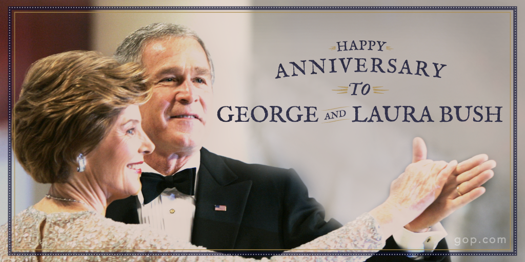 Republicans's tweet photo. Retweet to wish President &amp; Laura Bush a happy anniversary! http://t.co/L1mus36xp6