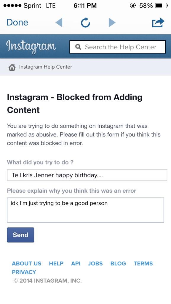 Instagram blocked me from saying happy birthday to Kris Jenner 