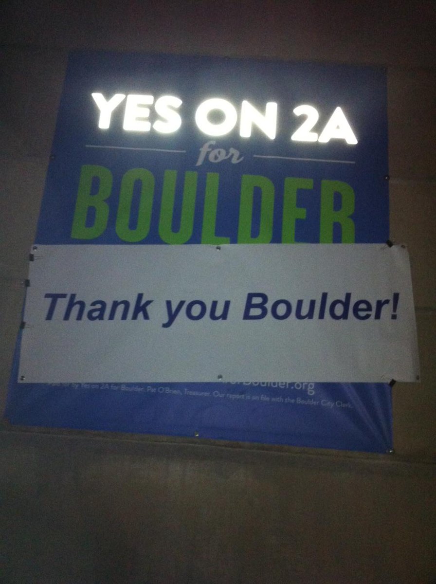 Yes2AforBoulder's tweet photo. Just under 24 hours ago! Thanks again, #Boulder! #VoteYes #2AforBoulder #Community #Culture #Safety http://t.co/mO1G82Jk6D