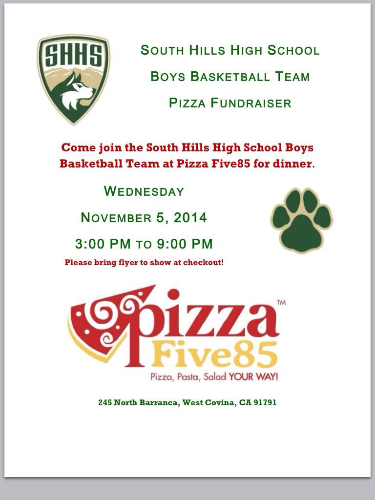 southhillshoops's tweet image. Come tonight till 9pm present the flyer at Pizza Five 85. 20 percent goes back to the team. #BiteOn