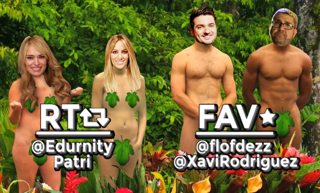 Todo Va Bien (@todovabientv) on Twitter photo A quién preferirías ver en <a href="/AdanyEvaTV/">Adán y Eva</a>:
RT Patri y <a href="/Edurnity/">Edurne</a>
FAV <a href="/flofdezz/">Florentino Fernández</a> y <a href="/XaviRodriguez/">Xavi Rodríguez</a>
#KillerKaraokeTVB A quién preferirías ver en <a href="/AdanyEvaTV/">Adán y Eva</a>:
RT Patri y <a href="/Edurnity/">Edurne</a>
FAV <a href="/flofdezz/">Florentino Fernández</a> y <a href="/XaviRodriguez/">Xavi Rodríguez</a>
#KillerKaraokeTVB