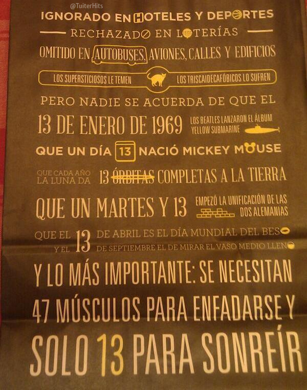 TuiterHits's tweet photo. ¡Hoy es 13 de octubre! Del número 13 sabemos poco... http://t.co/P1GPQinZkH