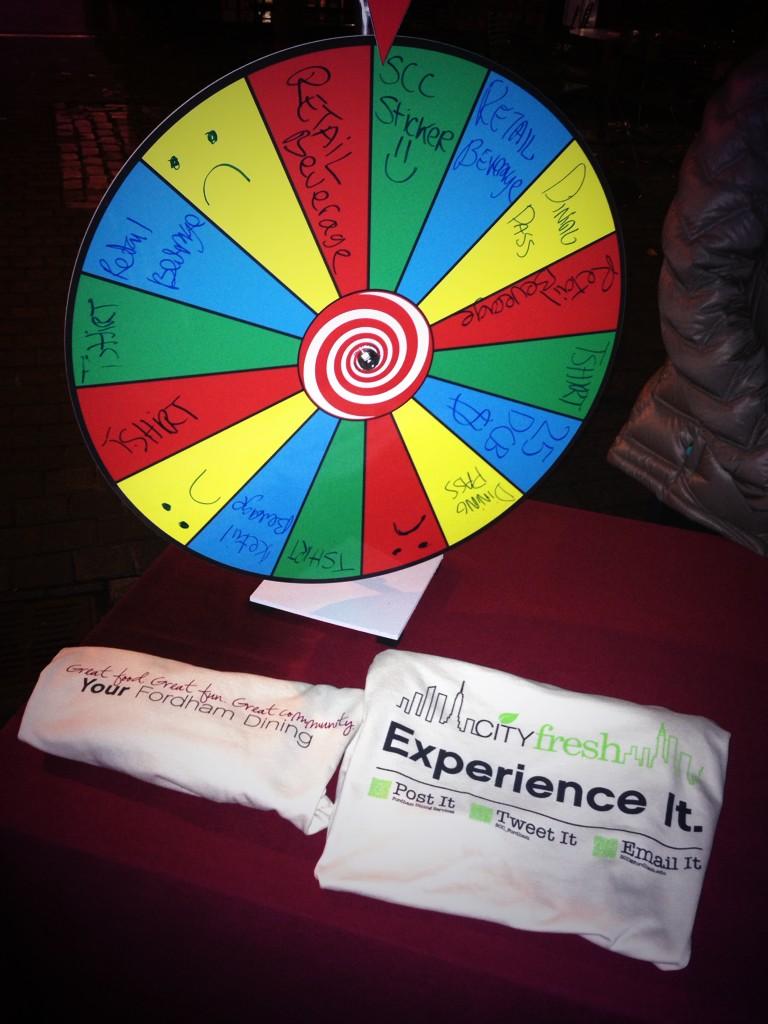 FordhamSCC's tweet image. Win DCB! T-Shirts! Prizes! Yummy foods! Come to the Grille for the next hour!