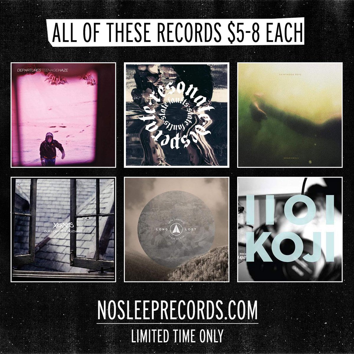 New batch on sale now <a href="/departuresuk/">Departures</a> <a href="/statefaults/">State Faults</a> <a href="/SainthoodReps/">Sainthood Reps</a> <a href="/xerxesband/">Xerxes</a> <a href="/LongLostMusic/">Long Lost</a> nosleeprecords.com/sale