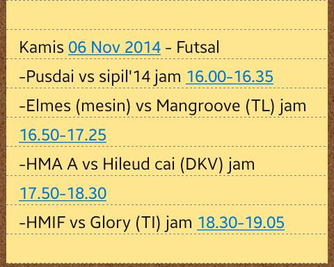 Ralat, jadwal pertandingan Futsal 06 Nov 2014 #POS #DiesNataliesHMS29th <a href="/HmsItenas/">HMS Itenas</a> <a href="/ITENAScom/">ITENAS community</a> <a href="/ITENAS_/">Kampus Jingga :)</a>