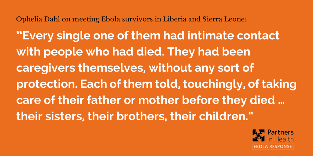 PIH's tweet photo. Ophelia Dahl on meeting #Ebola survivors in Liberia &amp; Sierra Leone: http://t.co/UbxPUjpFs0 via @RadioOpenSource http://t.co/qjcPN6rCL4