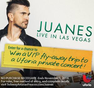 TheBeat985's tweet photo. Party in #Vegas and see @Juanes at The Pearl at the Palm with us! DETAILS >> http://t.co/3RPp48gmPF #SUBWAYfan http://t.co/dUhJsTd9ki
