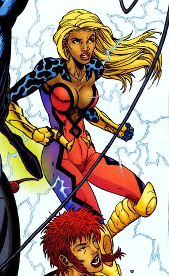Thunder: DC (Hero)

Name: Anissa Pierce

Base: New York

First appearance: Outsiders Vol 3 #1 2003
