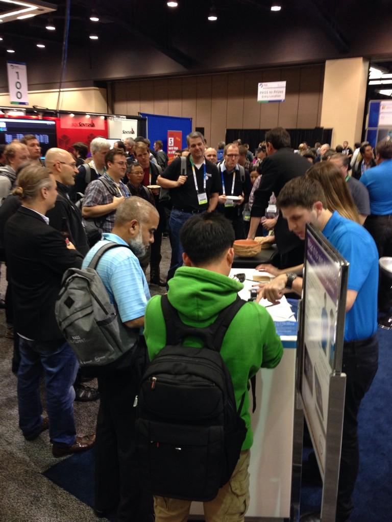 AHRaymundo's tweet image. It&apos;s happy hour with the @SQLDBApros at @sqlpass #Summit14 @DellSoftware booth 200, #DellSQL
