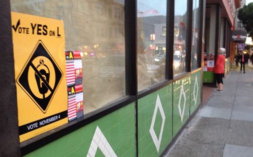 StreetsblogSF's tweet photo. SF rejects cars-first Prop L — will City Hall finally take the hint? http://t.co/VTt79NKtyr @NoOnPropL http://t.co/BYMvwpMXXb