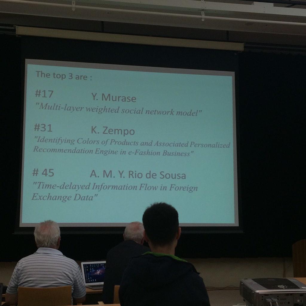 eflegara's tweet image. Poster Awarding Session. Top three: Y. Murase, K. Zempo, and A.M.Y. Rio de Sousa | I got 2 out of 3! ;-) @SMSEC2014