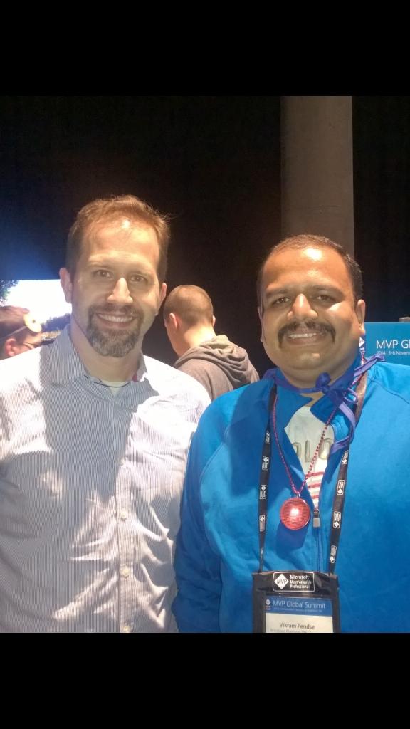 VikramPendse's tweet image. With Scott Hanselman at MVP Summit #mvpsummit talking about #TechEdIn photo by @ParasWadehra