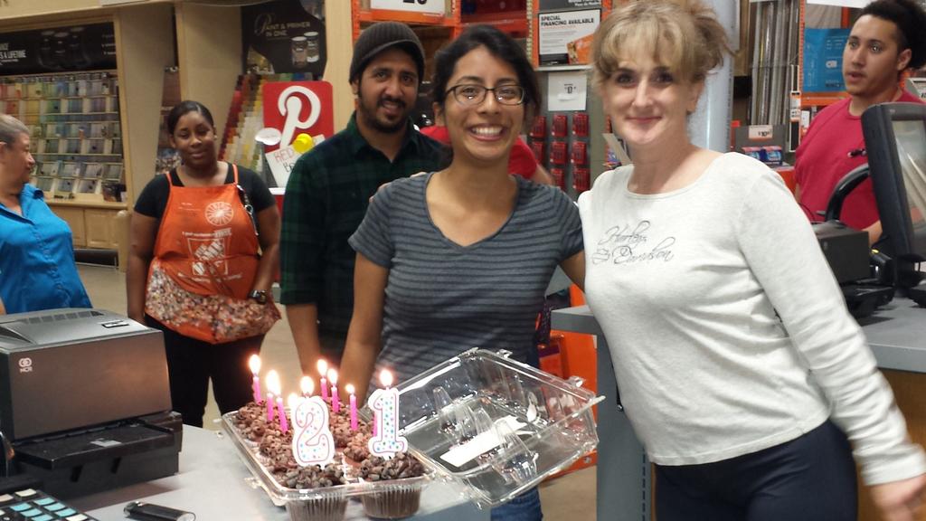 Melissa just turned 21 at midnight...she was honored w/cupcakes &amp; the closers singing Happy Birthday <a href="/Bbh554/">Home Depot #554</a>