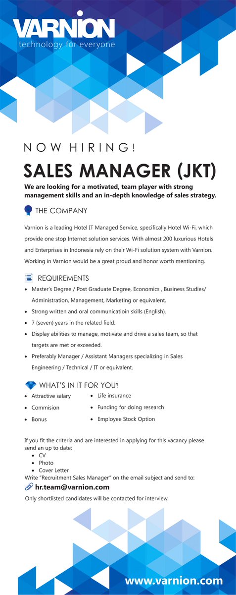 Varnion On Twitter Help Spread Lowongankerja Loker Lokerjkt Jobvacancy Jobjkt Sales Manager Jobstreet Http T Co C50q1olgr2 Http T Co Hetdbuqcca