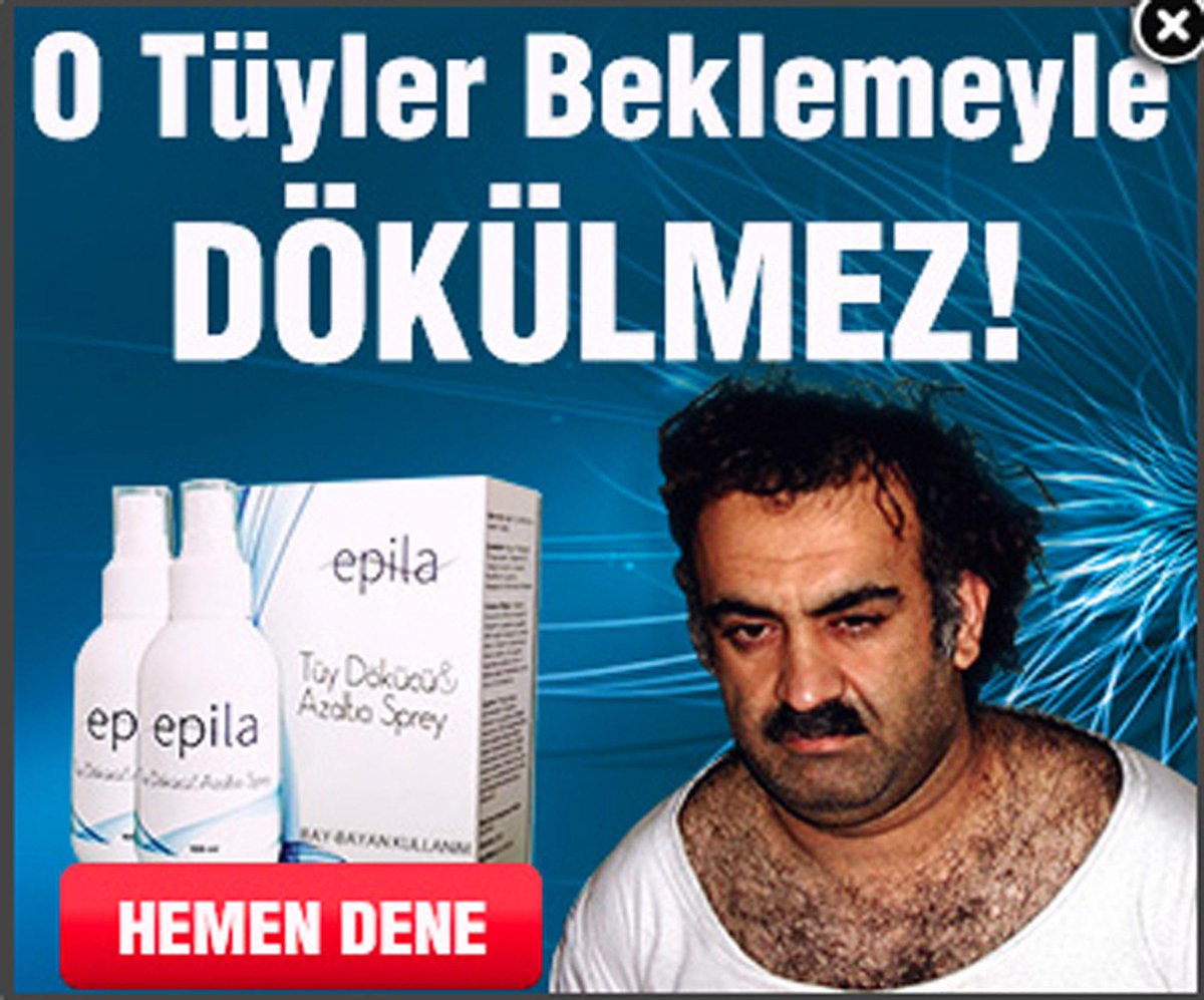 nypost's tweet image. Turkish cosmetics company uses 9/11 terrorist mastermind as the face of hair-removal product nyp.st/1vJ6gsw
